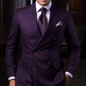 Purple double breasted suit hot sale