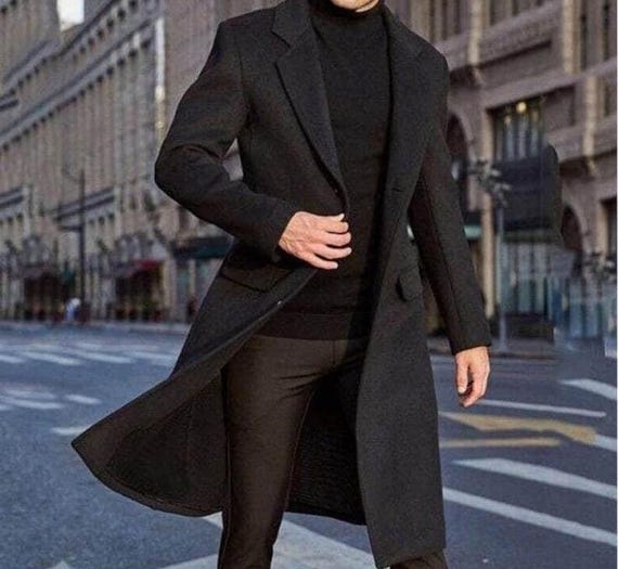 Black Men Long Trench Coat — free download