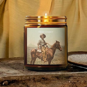 Fresh Cowboy Scented Candle, Western Cowboy Theme, Desert Horse Rider Candle