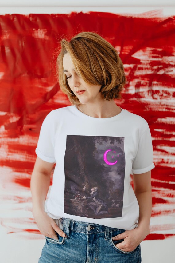 Neon Moon T-Shirt – Whimsical Oil Painting Meets Country Music | Ethically Made Tee for Art & Music Lovers