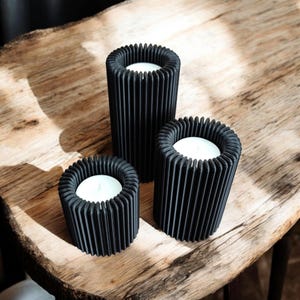 Candle and tealight holder set in ribbed design | 3D printing