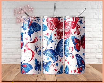 4.Juli Dekoration 20 Unzen Skinny Tumbler Nahtlos 4. Juli Sublimation Design Rot Weiß Blau American PNG NUR DIGITAL Vaterländisch