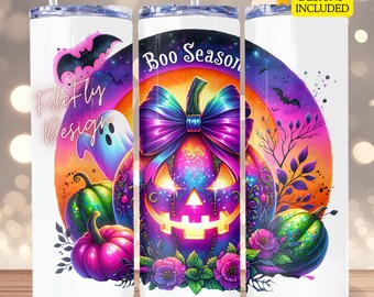 Boo Season Pink Halloween Tumbler Wrap Neon 20 oz Tumbler Sublimation Design Pumpkin Tumbler Wrap Retro Ghost Halloween Tumbler png