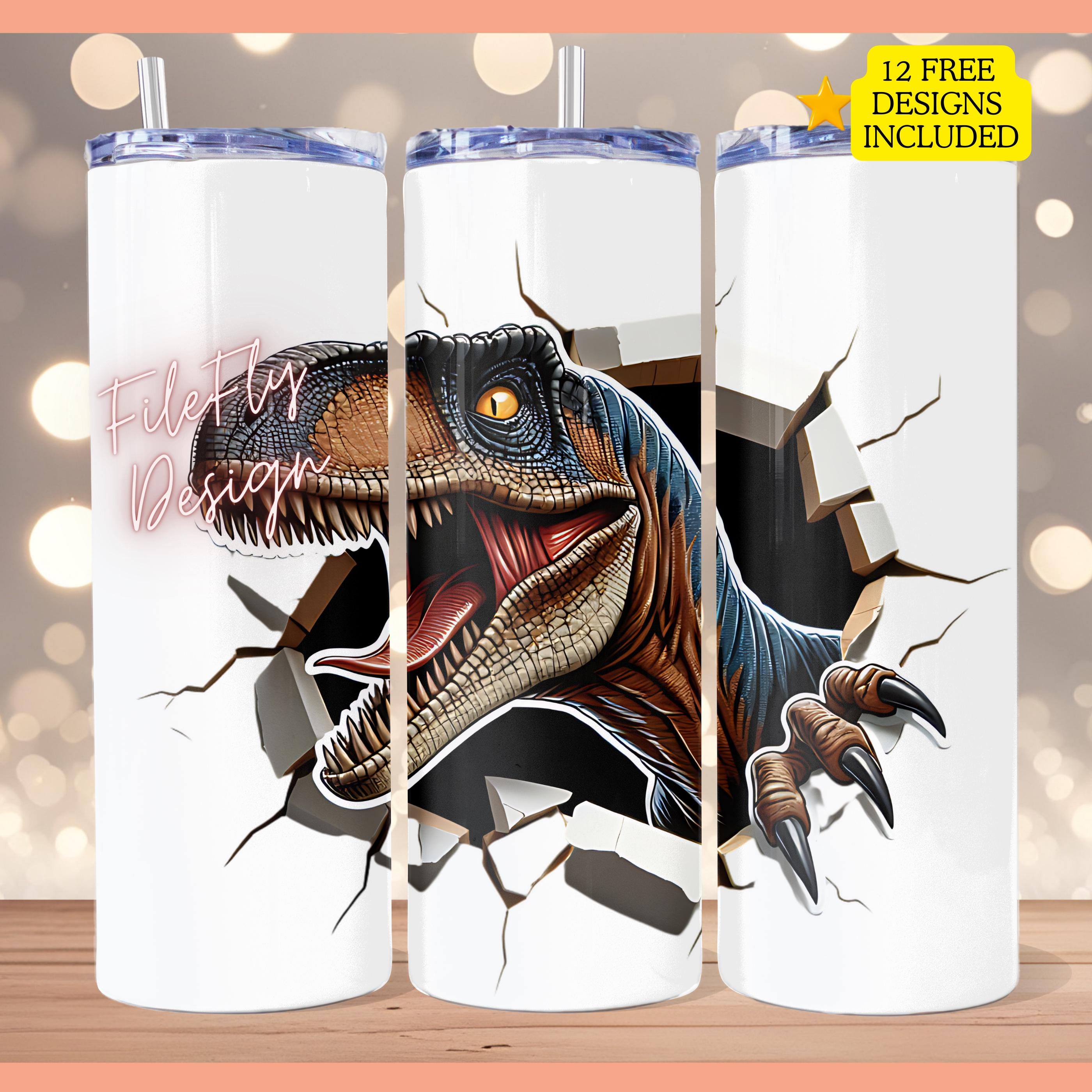 Raptor Dinosaur Tumbler Wrap 20 Oz Tumbler Seamless Design Velociraptor ...
