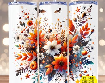 Boho flowers 20 oz Tumbler Wrap Floral 20oz Sublimation Tumbler Design 20oz Tumbler Template Vintage Floral