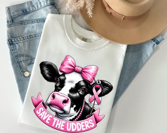 Save The Udders Png Breast Cancer Awareness Png Cancer Png Cow PNG Cow Sublimation Design Awareness Png Women's Health Digital Design