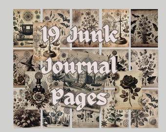 Gotische bibliotheek ongewenste dagboekpagina's The Herbologist afdrukbare Ephemera Junk Journal Kit groene heks digitale Victoriaanse plakboekpaginaset