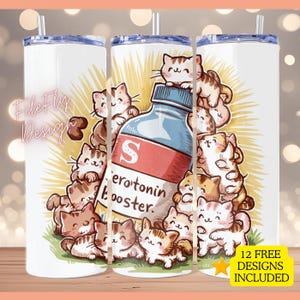 Reforço de serotonina Gato Arquivo PNG Gato Mãe Camiseta Gráfico Arquivo PNG Amante de Gato Design de Sublimação Pílulas Felizes Camisa Design Digital
