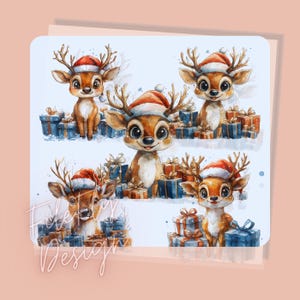 Watercolor Quirky Reindeer Pack Clipart Funny Reindeer PNG Christmas Reindeer PNG Junk Journal Design Funny Christmas Sublimation Bundle