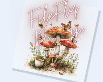 Mushroom Lover Sublimation Design Cottagecore Download PNG Goblincore Instant Digital File Fungus Watercolor Design Coffee Butterfly Lover