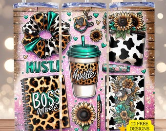 Boss Mode Tumbler Wrap Woman Business Owner 20 oz Skinny Sublimation Tumbler Design Female Business Owner Sublimation Design