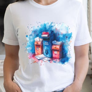 Employé des postes Tshirt sublimation design mignon facteur lettre timbre collage téléchargement numérique livraison PNG