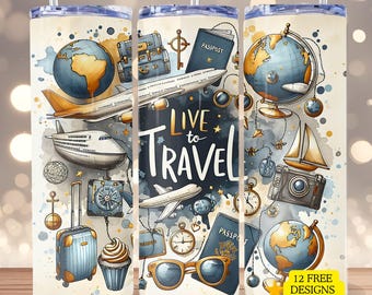 Travel 20 oz tumbler wrap PNG, World Traveler Tumbler Design, Skinny tumbler png design, Girls Trip design wrap, digital download