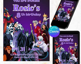 Bearbeitbare Schurken Geburtstag Halloween Party Einladung Vorlage