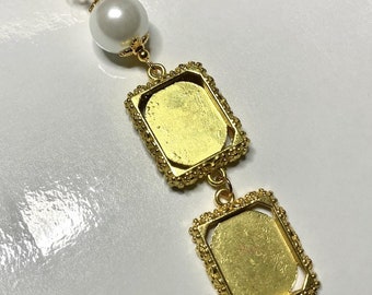Wedding Bouquet Photo Charm: Gold Tone Double Frame