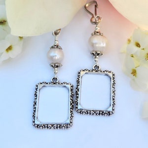 Wedding bouquet photo charms. 2x Pearl memorial charms. Set of 2 bridal bouquet charms. Pair of pearl Wedding keepsakes. Bridal shower gift. image 2