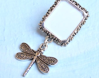 Memorial photo pin. Small picture frame  brooch with dragonfly, butterfly, ladybug, heart, cross or dog. DIY or I do photo.