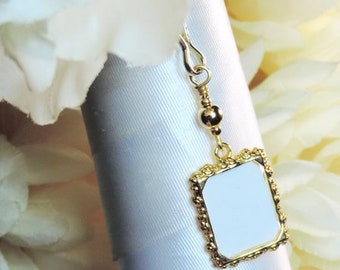 Memorial photo charm- gold or silver. Bride or groom gift. Small picture frame charm. In loving memory. Wedding photo charm. Unisex