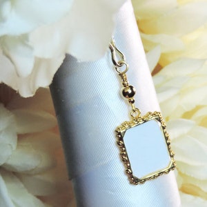 Memorial photo charm- gold or silver. Bride or groom gift. Small picture frame charm. In loving memory. Wedding photo charm. Unisex