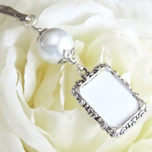 Wedding bouquet charm. Memorial photo for a Bridal bouquet. White, Pink, blue, ivory or gold. Handmade bridal shower gift for a bride. image 1