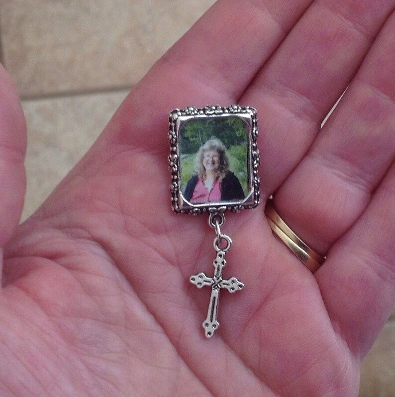 Memorial pin. Wedding photo charm lapel pin. Small picture Etsy
