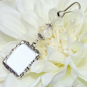 Wedding bouquet photo charms. 2x Pearl memorial charms. Set of 2 bridal bouquet charms. Pair of pearl Wedding keepsakes. Bridal shower gift. Clear crystals