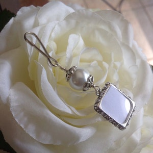 Wedding Bouquet photo charm with small picture frame and pearl bead. Memorial photo charm. Bridal shower gift. Gifts under 20. image 5