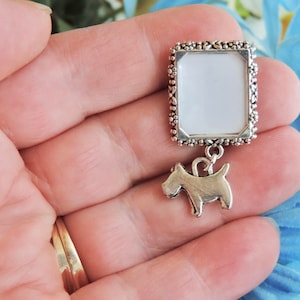 Memorial photo lapel pin with tiny heart and small picture frame. Graduation gift. Remembrance photo brooch. DIY or I do photo. Tiny dog