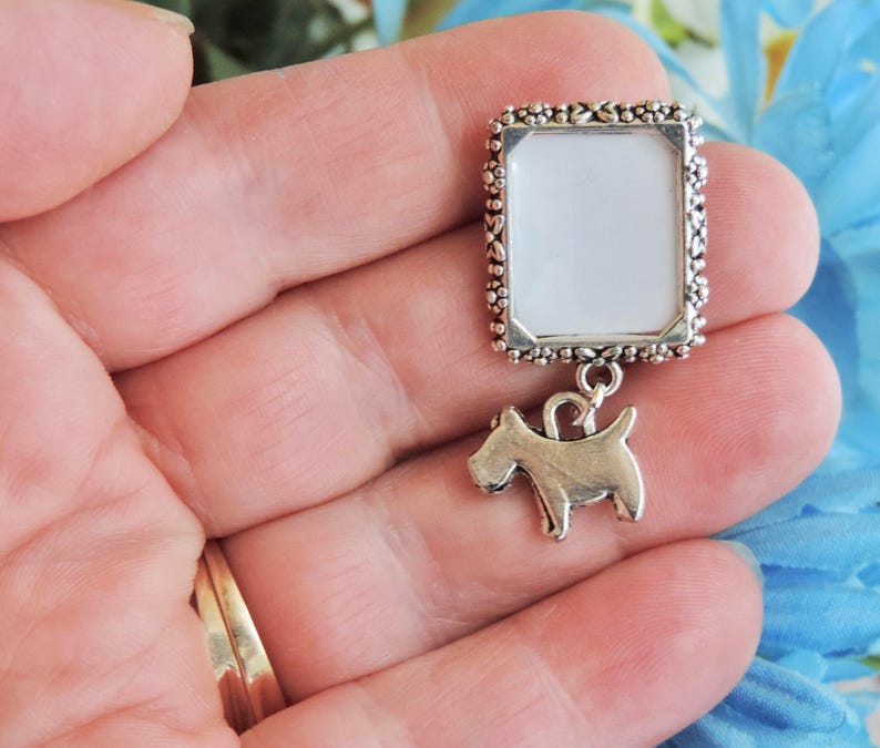 Memorial photo lapel pin with tiny heart and small picture frame. Graduation gift. Remembrance photo brooch. DIY or I do photo. Tiny dog