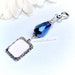 Something blue. Wedding bouquet memorial charm. Bridal bouquet photo charms with Blue teardrop crystal. Wedding keepsake.