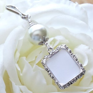 Wedding bouquet charm. Memorial photo for a Bridal bouquet. White, Pink, blue, ivory or gold. Handmade bridal shower gift for a bride. image 4