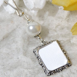 Something blue for the bride to be. Wedding bouquet photo charm with a one or 2 sided small picture frame. White