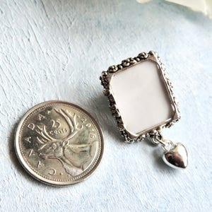 Memorial photo lapel pin with tiny heart and small picture frame. Graduation gift. Remembrance photo brooch. DIY or I do photo. image 4