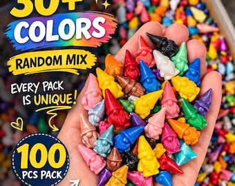 100 Pcs Mini Gnomes, Random Colors, 3D Printed Figurines for Crafts, Displays, Party Favors