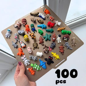 100 PCS Mini Fidget Toy Pack – Mixed Animal Figures, Party Favors
