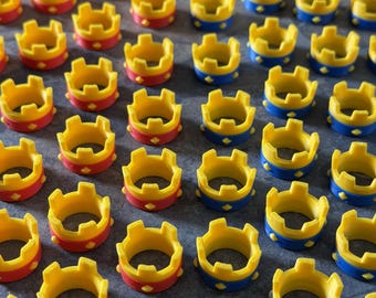6 Piece Mini Crown Set, Red Blue Fantasy Decor, Small Royal Crowns