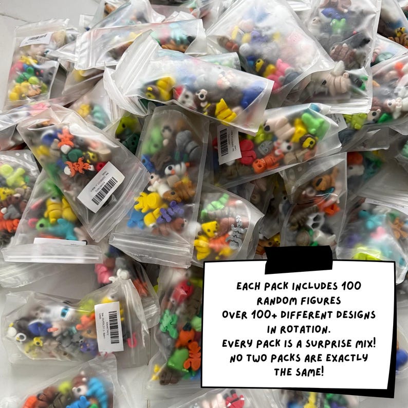 Mini Toy Pack 100 PCS Mini Fidget Toy Pack – Mixed Animal Figures, Party Favors - Etsy