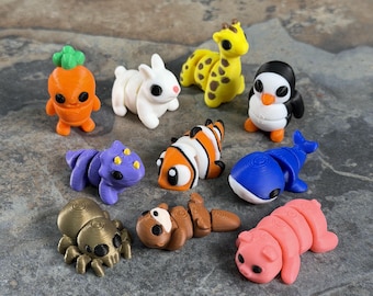 Pocket Pals Bundle 001, 10 Tiny Animal Figures, Kawaii Creature Collection Toy
