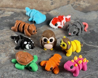 10 Piece Mini Animal Figures, Whimsical Creature Collection, Tiny Toy Bundle