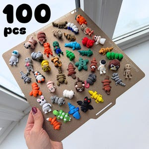 100 PCS Mini Fidget Toy Pack – Mixed Animal Figures, Party Favors