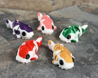 Mini Koi Fish Figurines, 5 Piece Colorful Set, Kawaii Pond Decor
