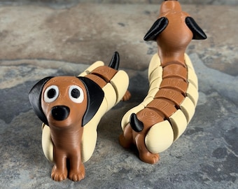 Chunky Hotdog Dachshund Figure, Quirky Wiener Dog Decor, Collectible Toy