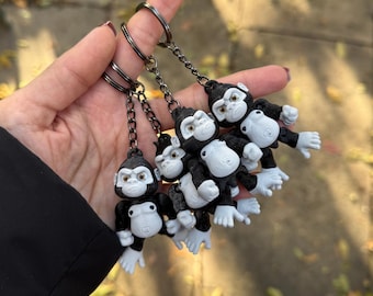 3D Printed Monkey Keychain - Eco-Friendly PLA, Fidget Toy