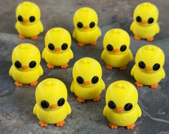10 Piece Yellow Chick Figurines, Tiny Bird Decor, Kawaii Easter Toys