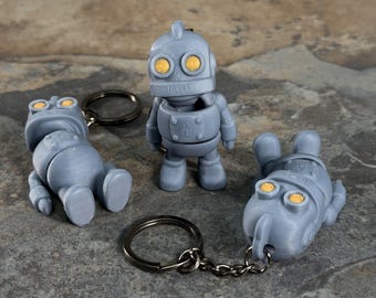 Retro Robot Keychain, Sci Fi Charm, Kawaii Bot Accessory, Key Ring