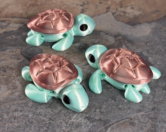 Chunky Turtle Figure, Ocean Animal Decor, Shiny Shell Collectible, Playful Sea Buddy