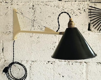 Mini-Jib Wall Lamp – Unique Vintage Industrial Lighting, Nautical Inspired, Jean Prouvé Style Adjustable Sconce