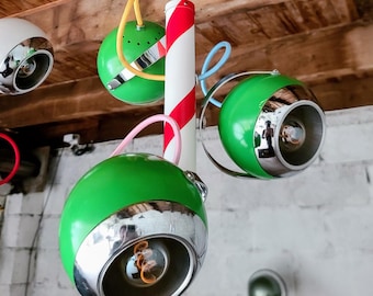 Vintage Eyeball Pendant Light – Pop Memphis x Space Age Edition – Fully Restored One-of-a-Kind Piece