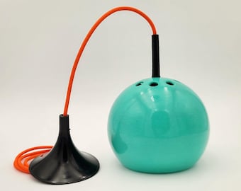 Eyeball Turquoise Pendant Lamp • Space Age 70s • Restored French Vintage Lita 6029