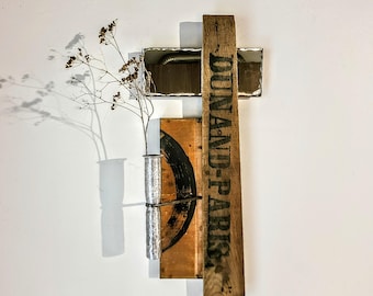 Rendez-vous Parisien – Vintage Wood Wall Vase & Mirror - Atelier Broussal